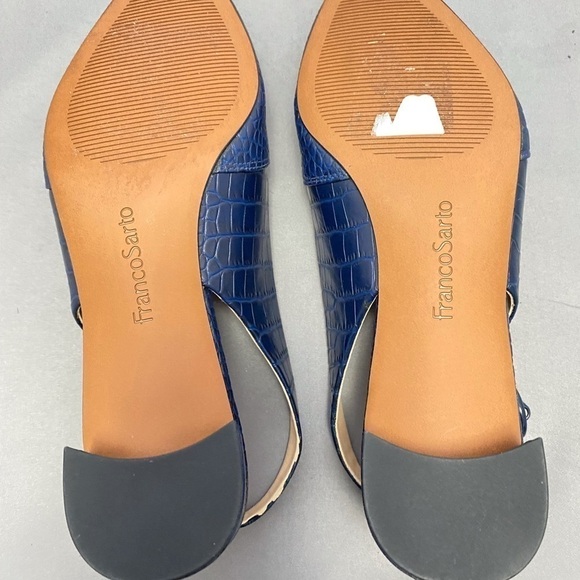 NAVY CROC EMBOSSED SLING BACK SHOES - Picture 2 of 4